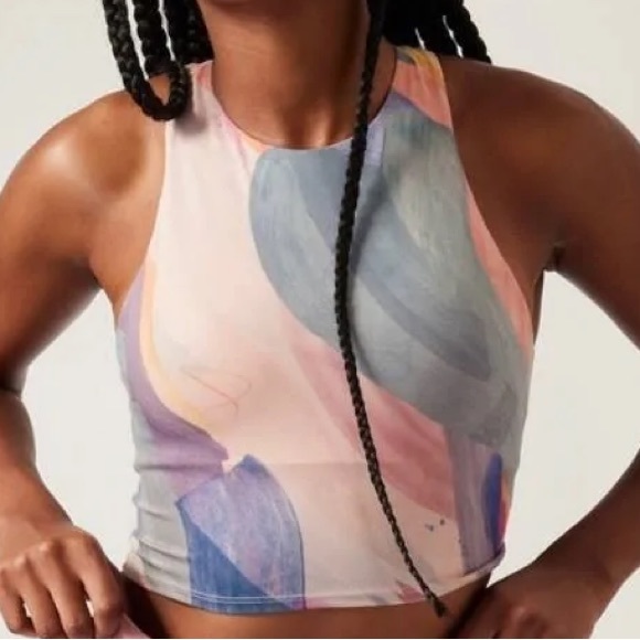 Athleta Conscious Crop Sports Yoga Bra Printed Watercolor 3X D DD+ NWT - Picture 9 of 13